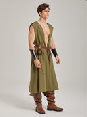 Men's Olive Green Sleeveless Ranger LARP Costume Set