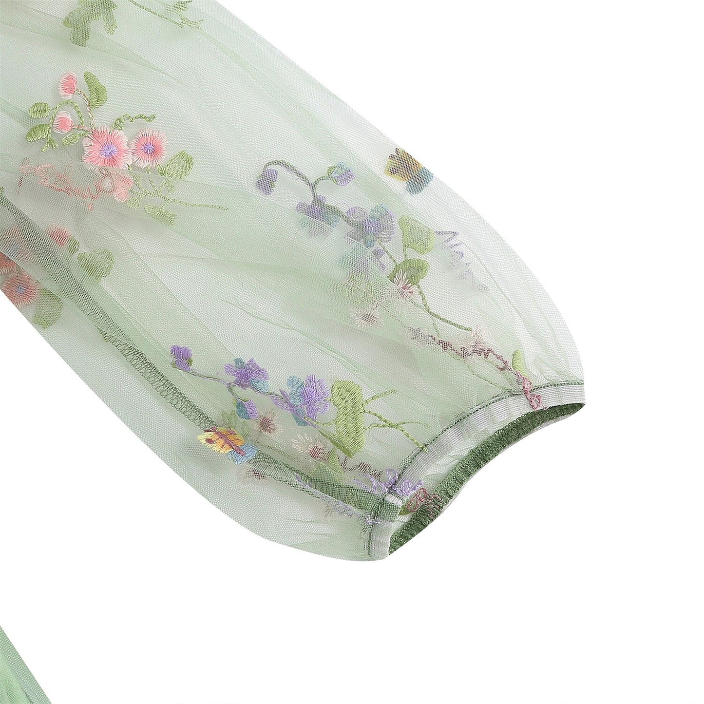 Floral Embroidered V-Neck Midi Dress