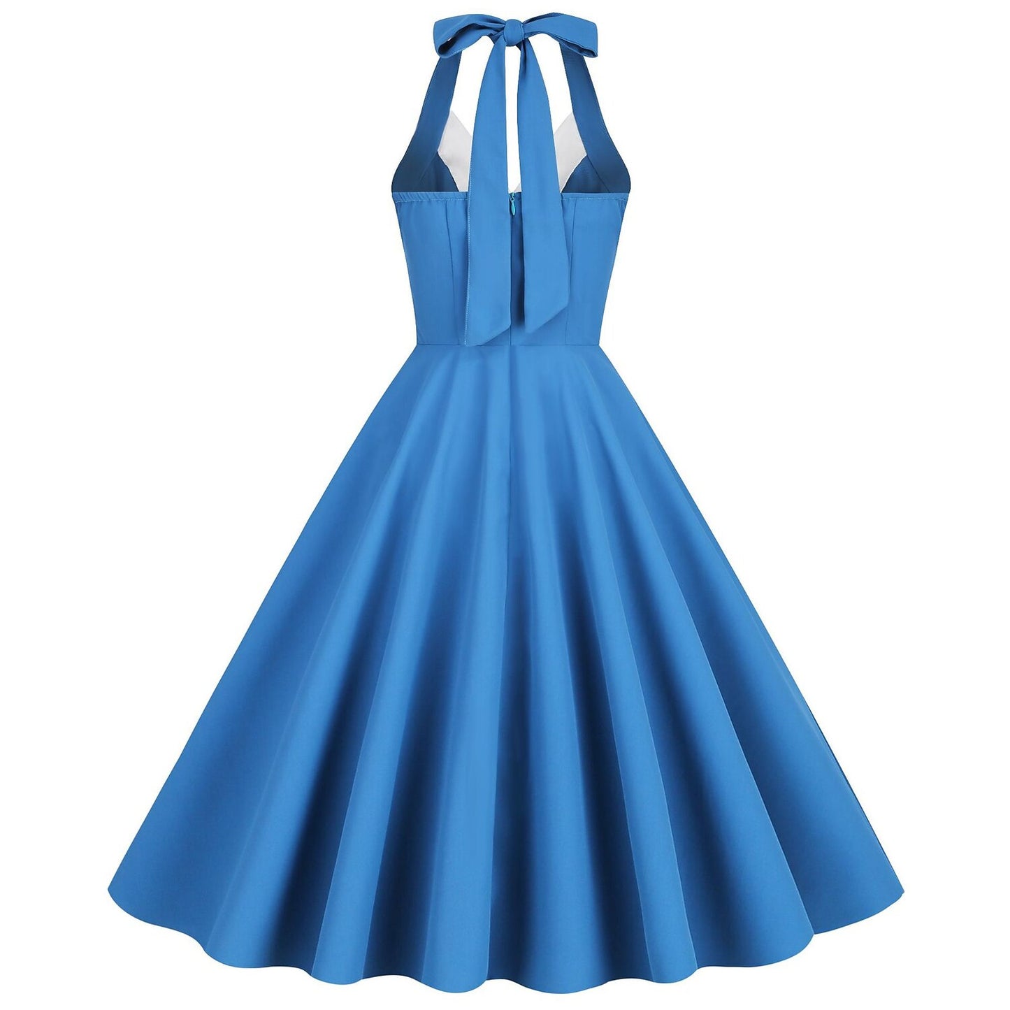 Women's 1950s Purple Halter Neck Swing Dress