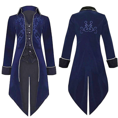 Men's Retro Steampunk Embroidered Tailcoat