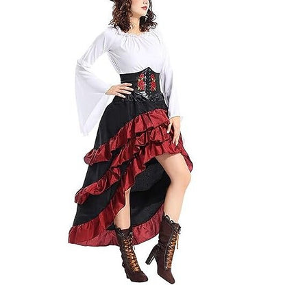 Medieval Pirate Set with Blouse Skirt Waspie Corset Belt