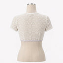 Women’s Oktoberfest White V-Neck Lace Cropped Dirndl Blouse