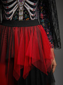 Women's Red and Black Gothic High-Low Tulle Skirt
