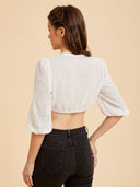White Lace Puff Sleeve Dirndl Blouse for Oktoberfest