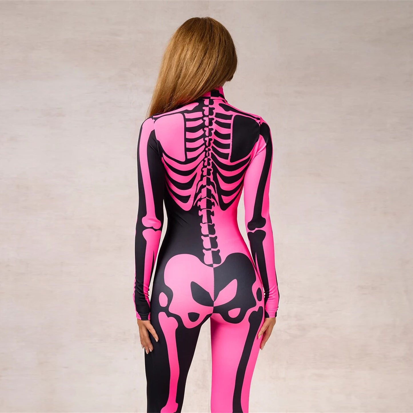 Skull Skeleton Pink Full Body Catsuit