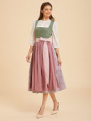 Sage Green & Dusty Rose Dirndl Dress with Paisley Skirt