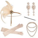 Women's Champagne 1920s Asymmetric Fringe 6-Piece Set