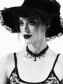Women's Red Rose Veil Pointed Halloween Witch Hat