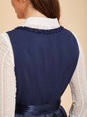 Premium Navy Sequin Oktoberfest Dirndl & White Lace Blouse Set