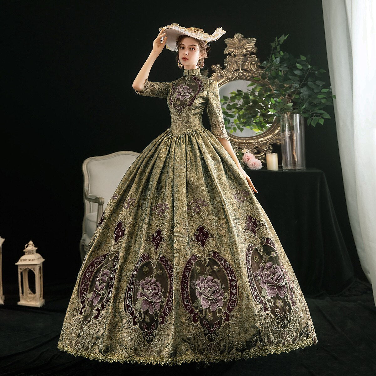 The Marvelous Mrs. Maisel Rococo Medieval Dress Party Costume Masquerade Women's Costume Black Vintage Cosplay Party Masquerade Halloween - Retrorobe