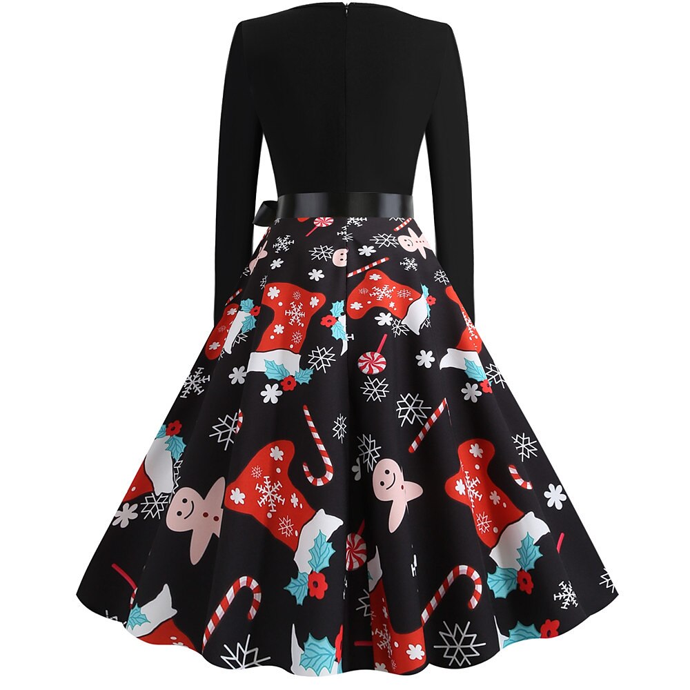 Christmas Print Fit & Flare A-Line Dress
