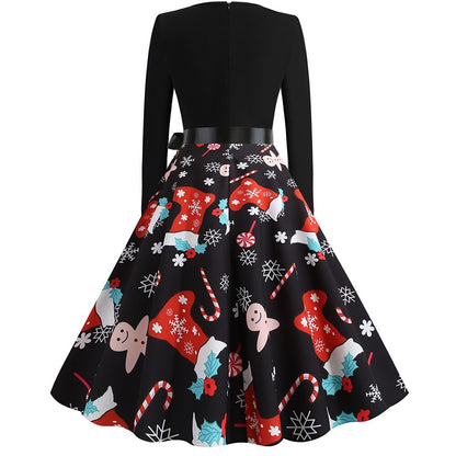 Christmas Print Fit & Flare A-Line Dress
