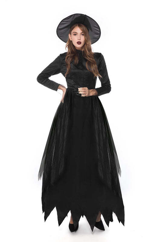 Gothic Witch Costume with Hat for Halloween