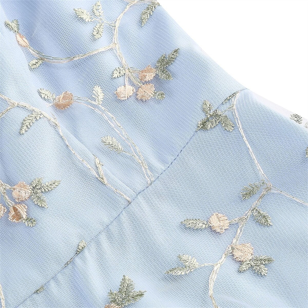 Floral Embroidered Halter Midi Dress