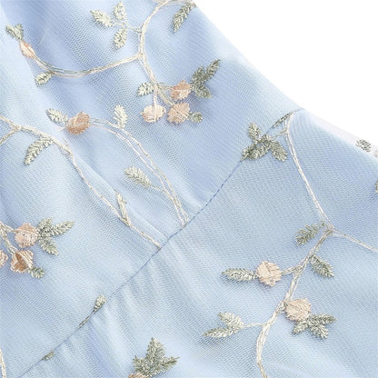 Floral Embroidered Halter Midi Dress