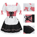 Oktoberfest Red Checkered Dirndl Dress with Apron and Blouse - Retrorobe