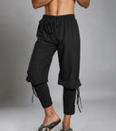 Men's Beige Ruffle Pirate Shirt & Black Pants Costume Set