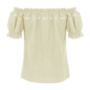 Renaissance Crew Neck Off Shoulder Lace-up Tops - Retrorobe