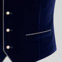 Set da uomo composto da gilet Gatsby in velluto blu navy anni '20 e cappello trilby, 2 pezzi