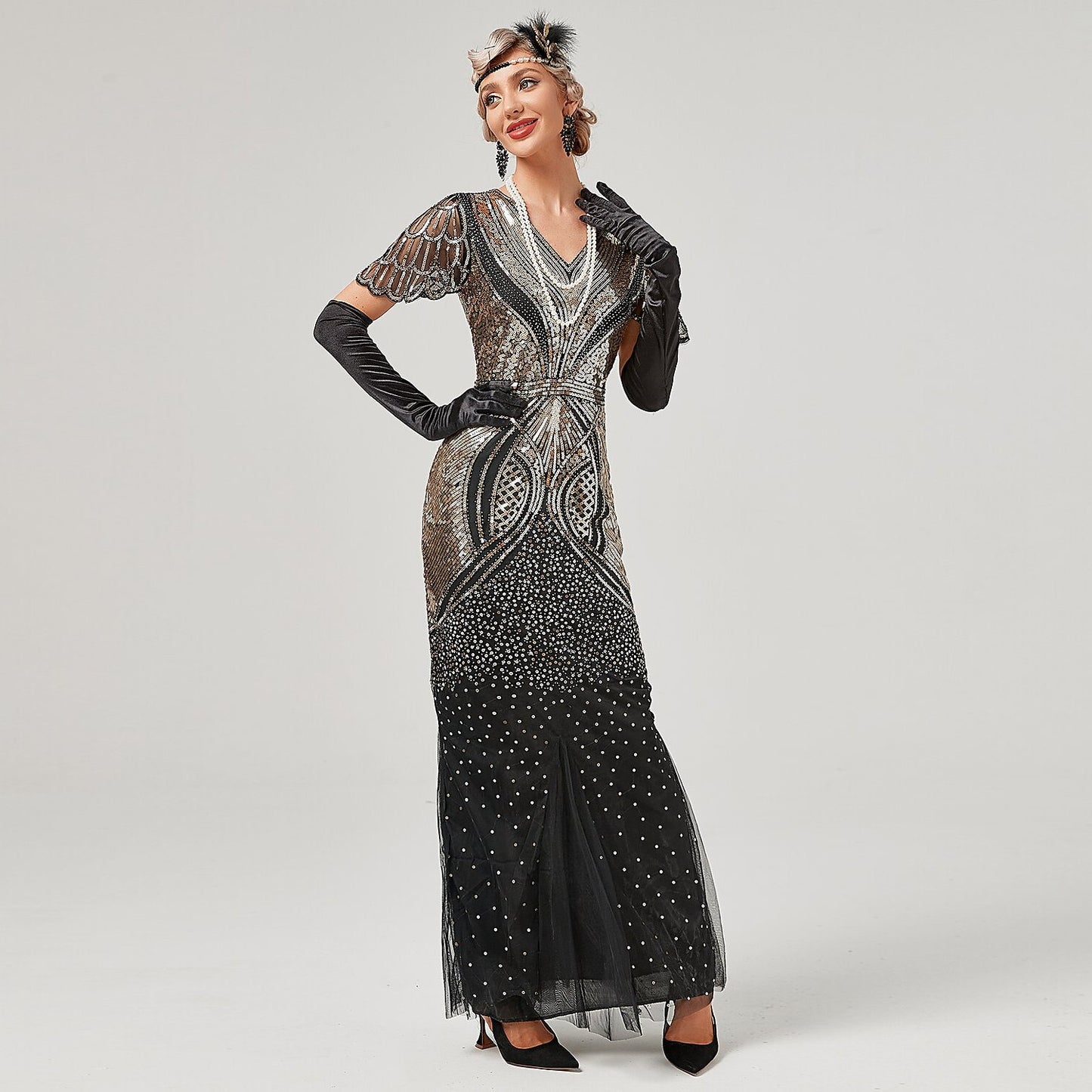 Art Deco Glamour Evening Gown
