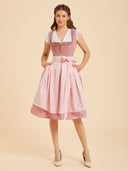 Oktoberfest Pink Midi Dirndl Dress with Pockets
