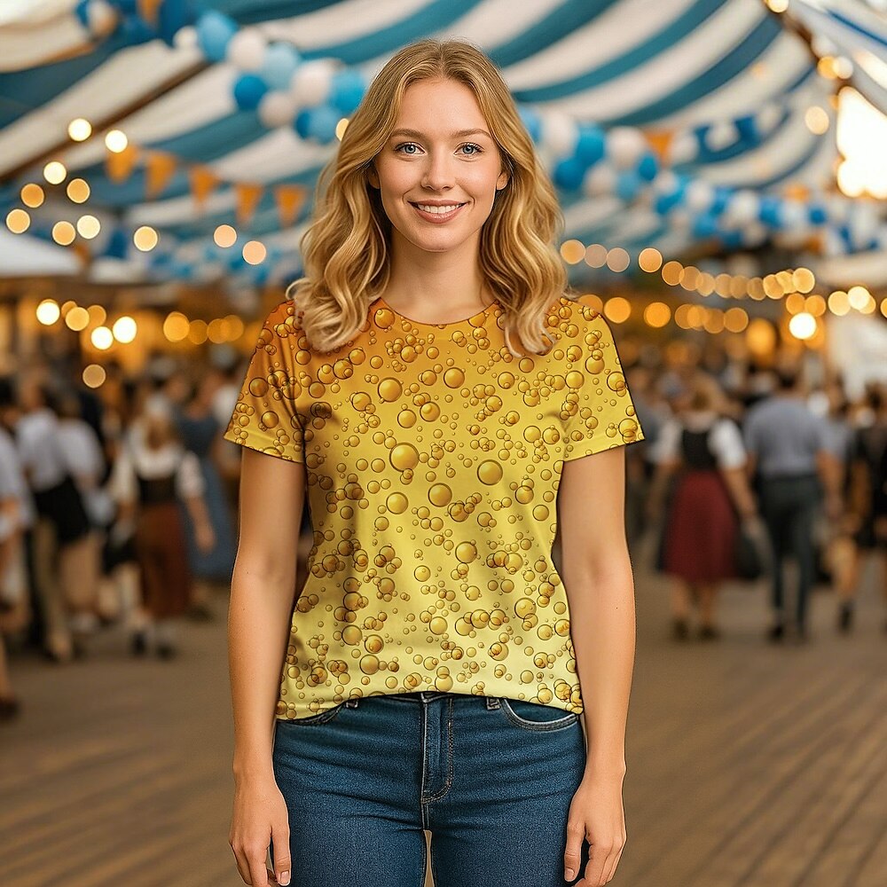 Women's Oktoberfest Beer Foam Graphic  T-shirt