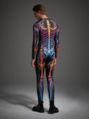 Men's Neon Skeleton Vampire 2-Piece Halloween Costume Set