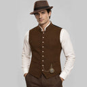 Set da uomo composto da gilet Gatsby marrone anni '20 e fedora, 6 pezzi